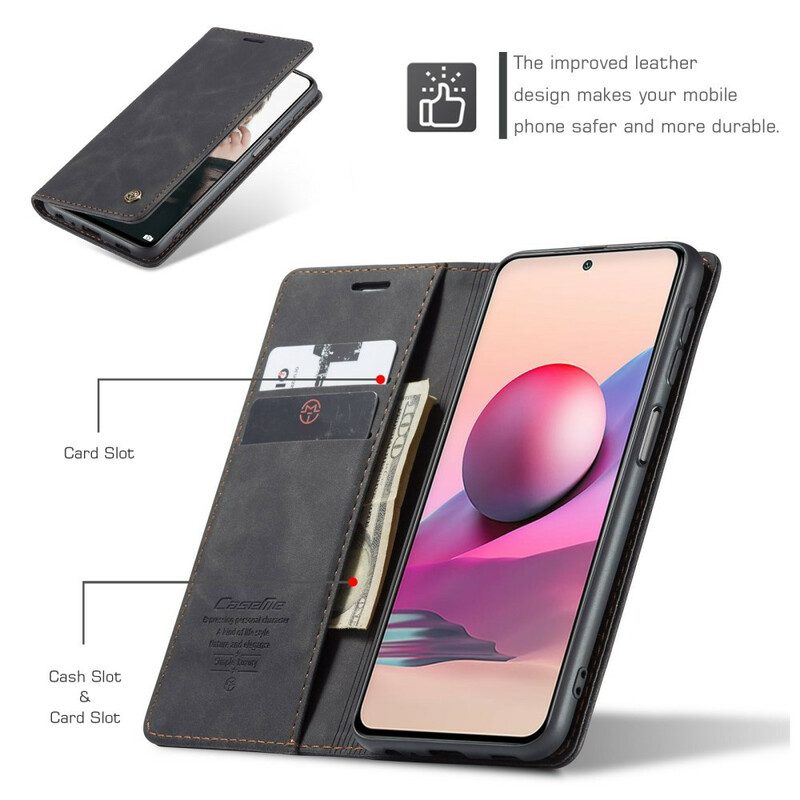 Bescherming Hoesje voor Xiaomi Redmi Note 10 / 10S Folio-hoesje Caseme Leereffect