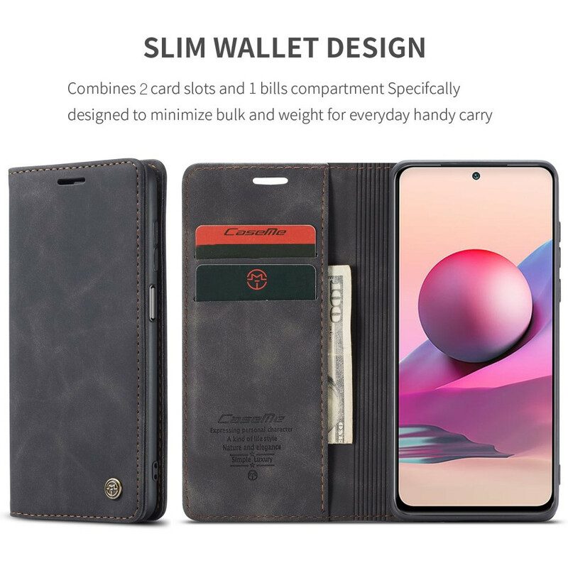 Bescherming Hoesje voor Xiaomi Redmi Note 10 / 10S Folio-hoesje Caseme Leereffect