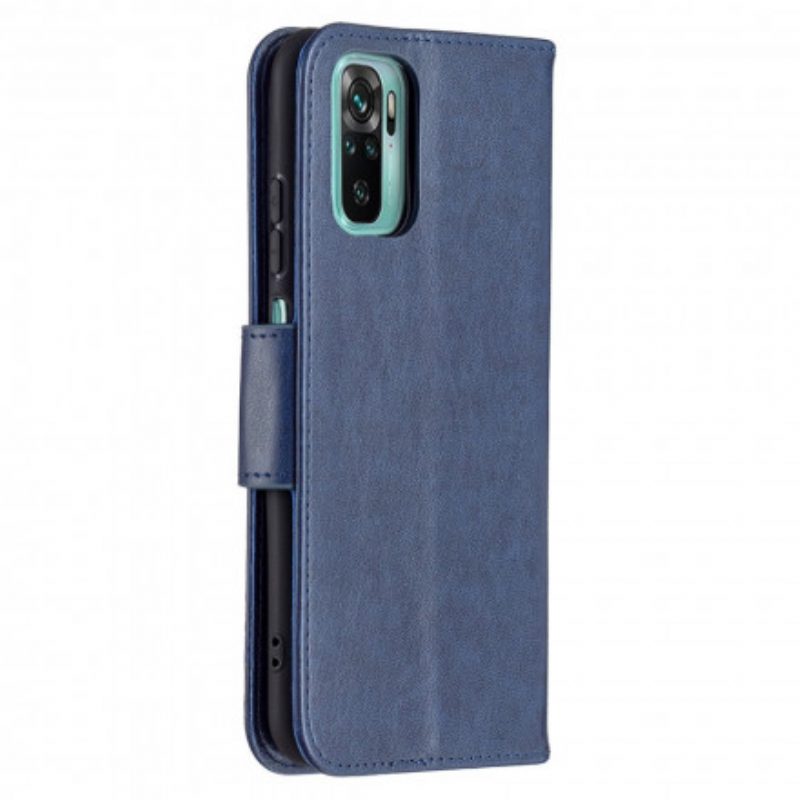 Flip Case voor Xiaomi Redmi Note 10 / 10S Met Ketting Vlinders Bedrukte Strappy