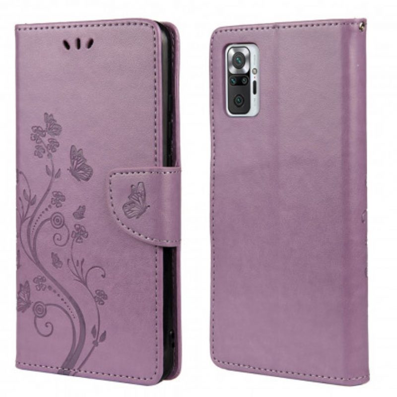 Folio-hoesje voor Xiaomi Redmi Note 10 / 10S Aziatische Vlinders En Bloemen