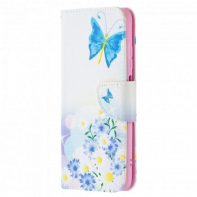 Folio-hoesje voor Xiaomi Redmi Note 10 / 10S Geschilderde Vlinders En Bloemen