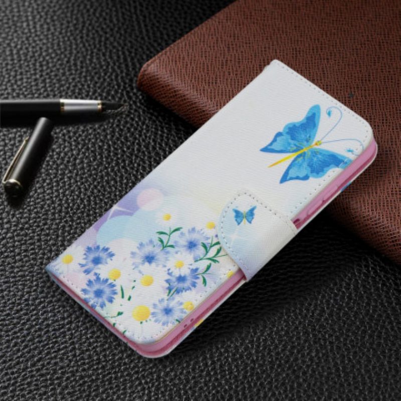 Folio-hoesje voor Xiaomi Redmi Note 10 / 10S Geschilderde Vlinders En Bloemen