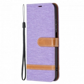 Folio-hoesje voor Xiaomi Redmi Note 10 / 10S Met Ketting Band Van Stof En Leereffect