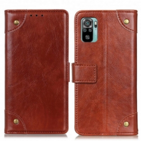 Folio-hoesje voor Xiaomi Redmi Note 10 / 10S Stijl Nappa Lederen Vintage Klinknagels