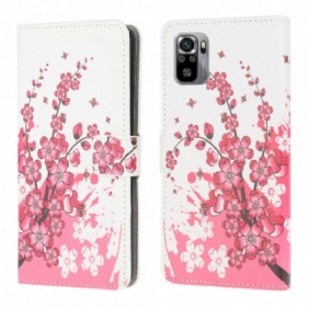 Folio-hoesje voor Xiaomi Redmi Note 10 / 10S Tropische Bloemen