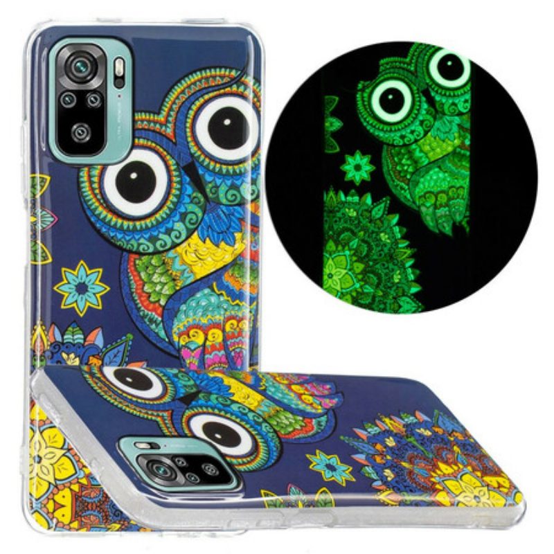 Hoesje voor Xiaomi Redmi Note 10 / 10S Fluorescerende Uil Mandala