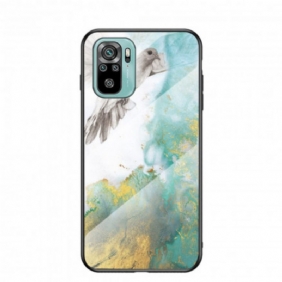 Hoesje voor Xiaomi Redmi Note 10 / 10S Marmeren Kleuren Gehard Glas