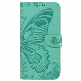 Flip Case Leren Motorola Edge 50 Ultra Vlinderprint