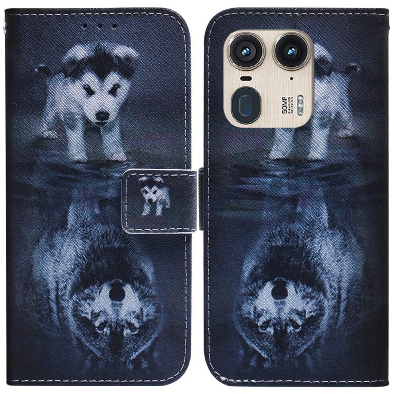 Leren Hoesje Motorola Edge 50 Ultra Puppydroom Bescherming Hoesje