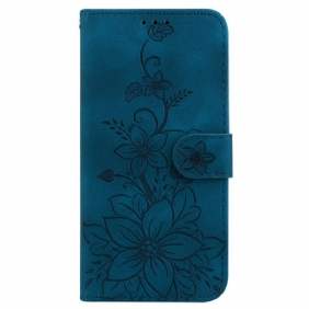 Leren Hoesje Voor Motorola Edge 50 Ultra Bloemenband