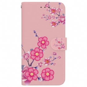 Leren Hoesje Voor Motorola Edge 50 Ultra Sakura Met Riem