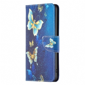 Flip Case Leren Oppo Reno 12 Pro 5g Gouden Vlinders