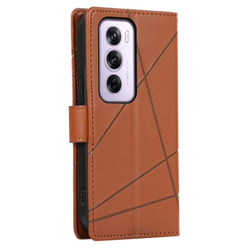 Flip Case Leren Oppo Reno 12 Pro 5g Lijnen