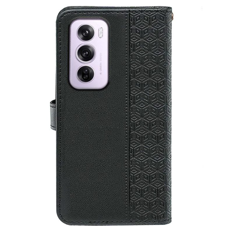 Flip Case Leren Oppo Reno 12 Pro 5g Verticale Fries Met Band