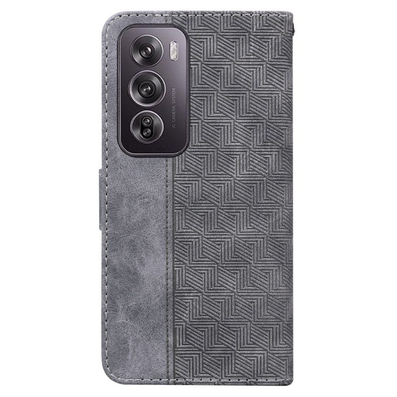 Leren Hoesje Oppo Reno 12 Pro 5g Geweven Patroon Met Bandjes