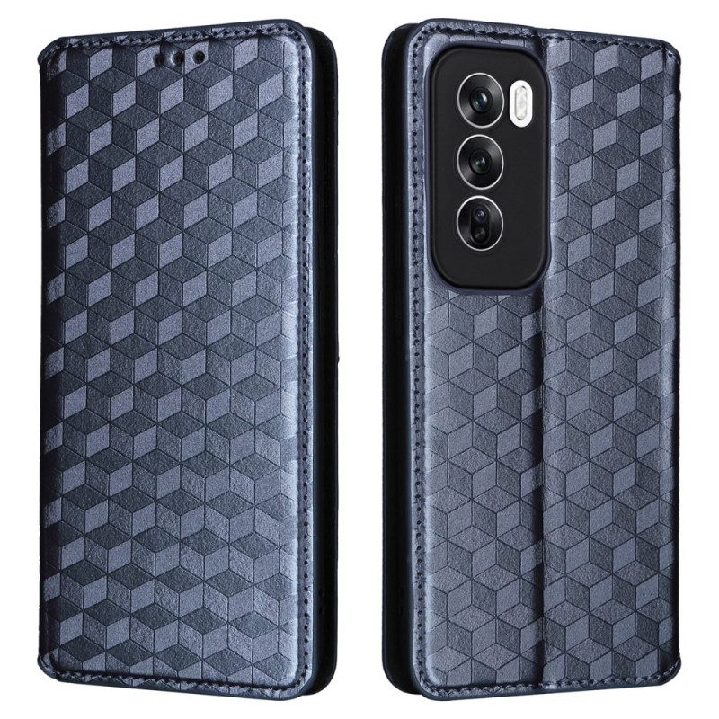 Leren Hoesje Voor Oppo Reno 12 Pro 5g 3d-ruitpatroon