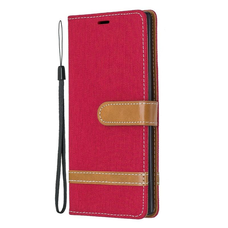 Flip Case voor Samsung Galaxy Note 10 Met Ketting Band Van Stof En Leereffect