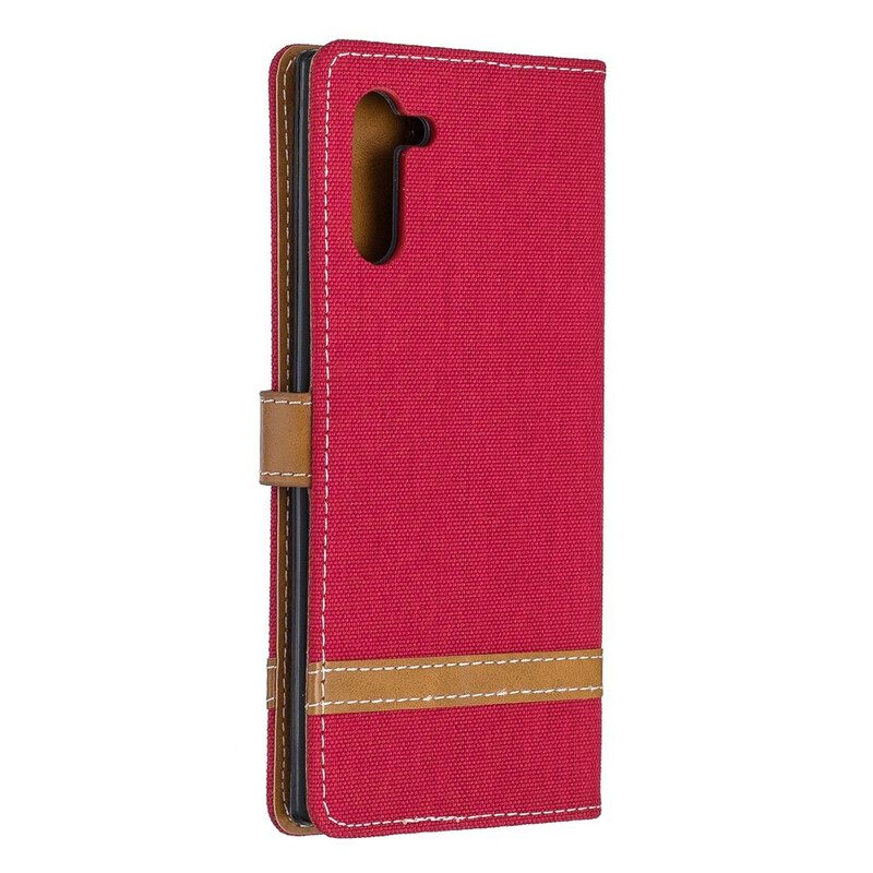 Flip Case voor Samsung Galaxy Note 10 Met Ketting Band Van Stof En Leereffect