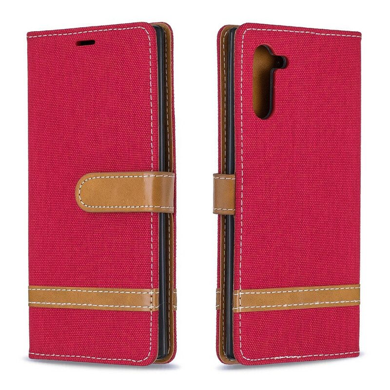 Flip Case voor Samsung Galaxy Note 10 Met Ketting Band Van Stof En Leereffect