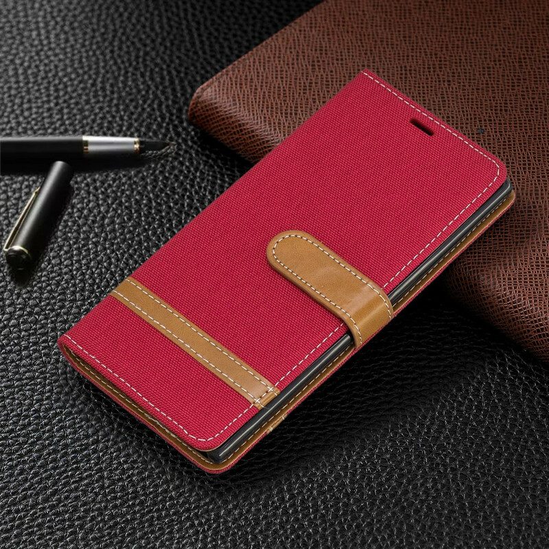 Flip Case voor Samsung Galaxy Note 10 Met Ketting Band Van Stof En Leereffect