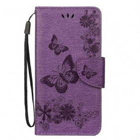 Flip Case voor Samsung Galaxy Note 10 Met Ketting Prachtige Riemvlinders