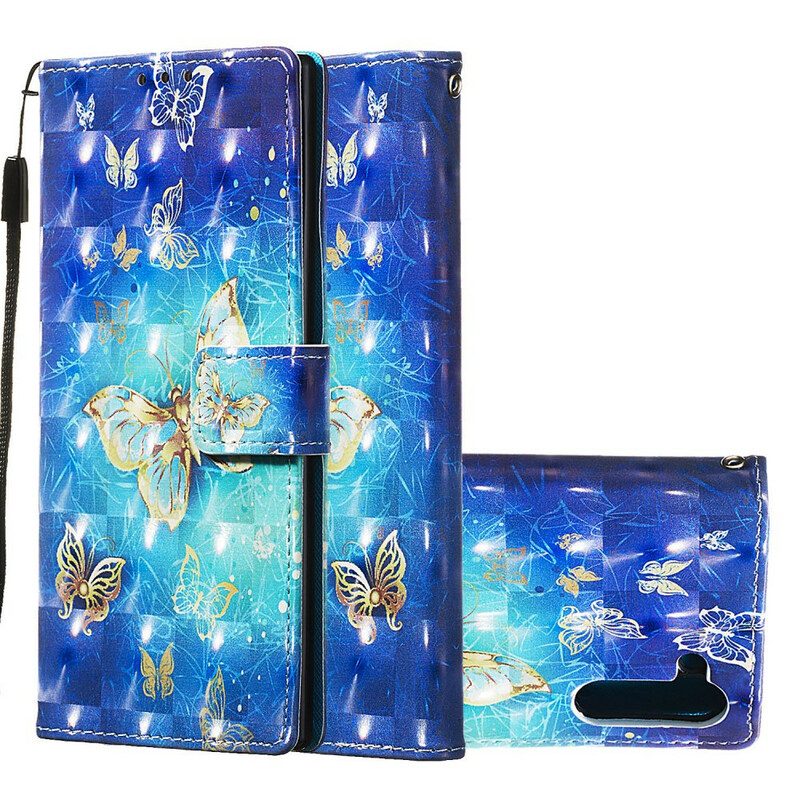 Folio-hoesje voor Samsung Galaxy Note 10 Gouden Vlinders