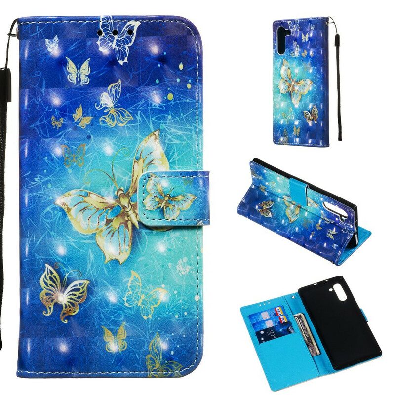 Folio-hoesje voor Samsung Galaxy Note 10 Gouden Vlinders