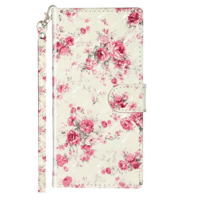 Folio-hoesje voor Samsung Galaxy Note 10 Met Ketting Band Lichtvlek Bloemen