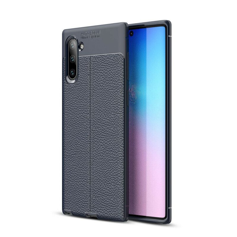 Hoesje voor Samsung Galaxy Note 10 Dubbellijnig Litchi-leereffect