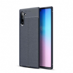 Hoesje voor Samsung Galaxy Note 10 Dubbellijnig Litchi-leereffect