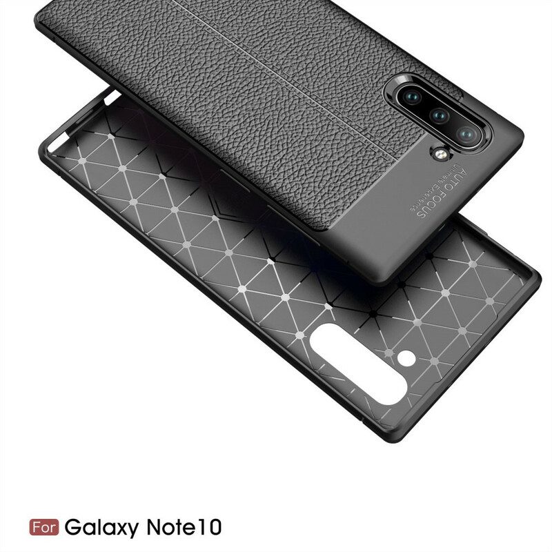 Hoesje voor Samsung Galaxy Note 10 Dubbellijnig Litchi-leereffect