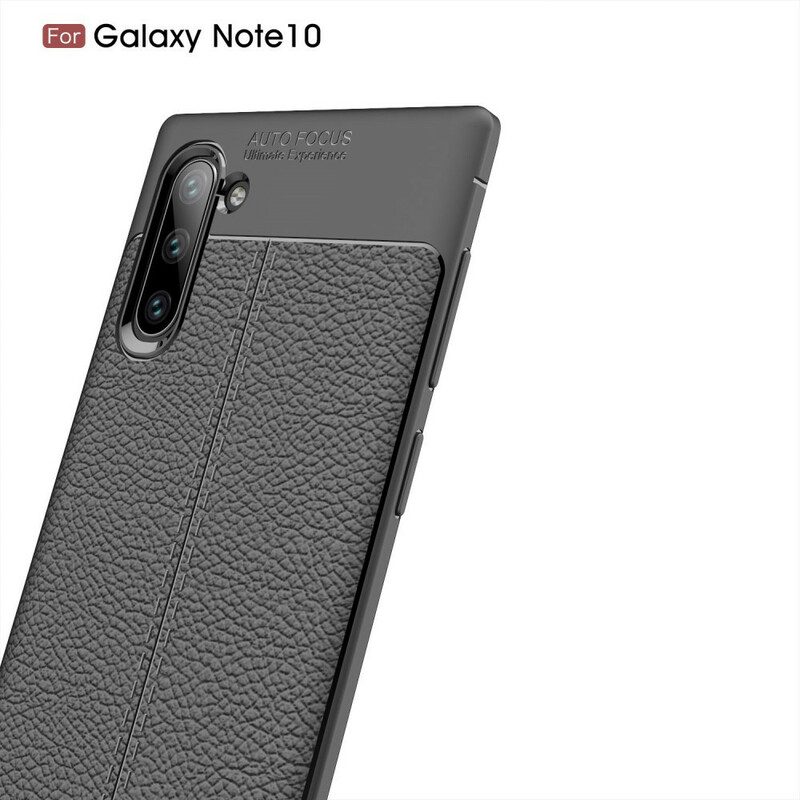 Hoesje voor Samsung Galaxy Note 10 Dubbellijnig Litchi-leereffect