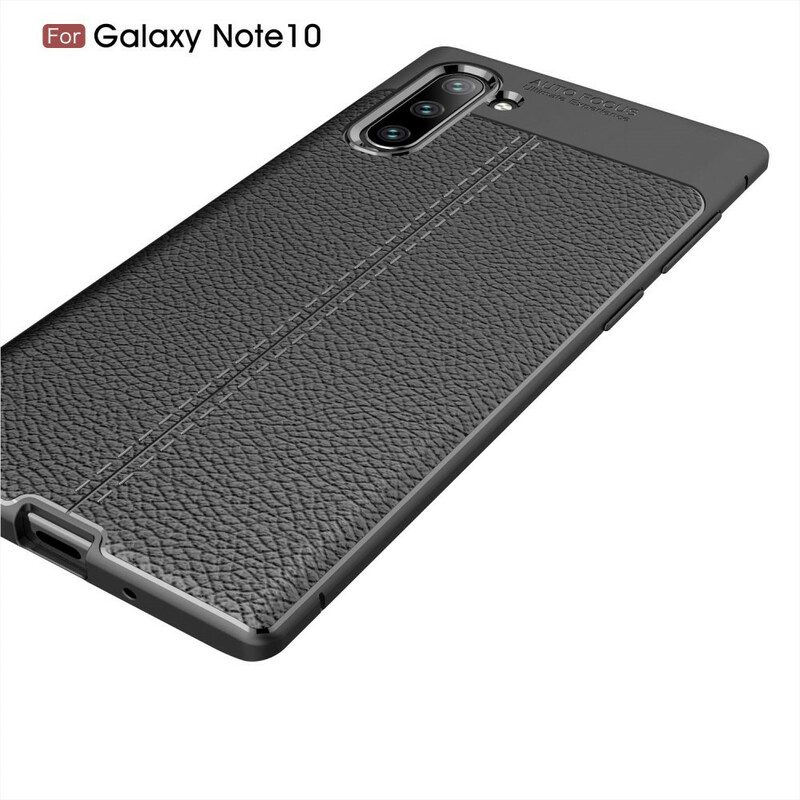 Hoesje voor Samsung Galaxy Note 10 Dubbellijnig Litchi-leereffect