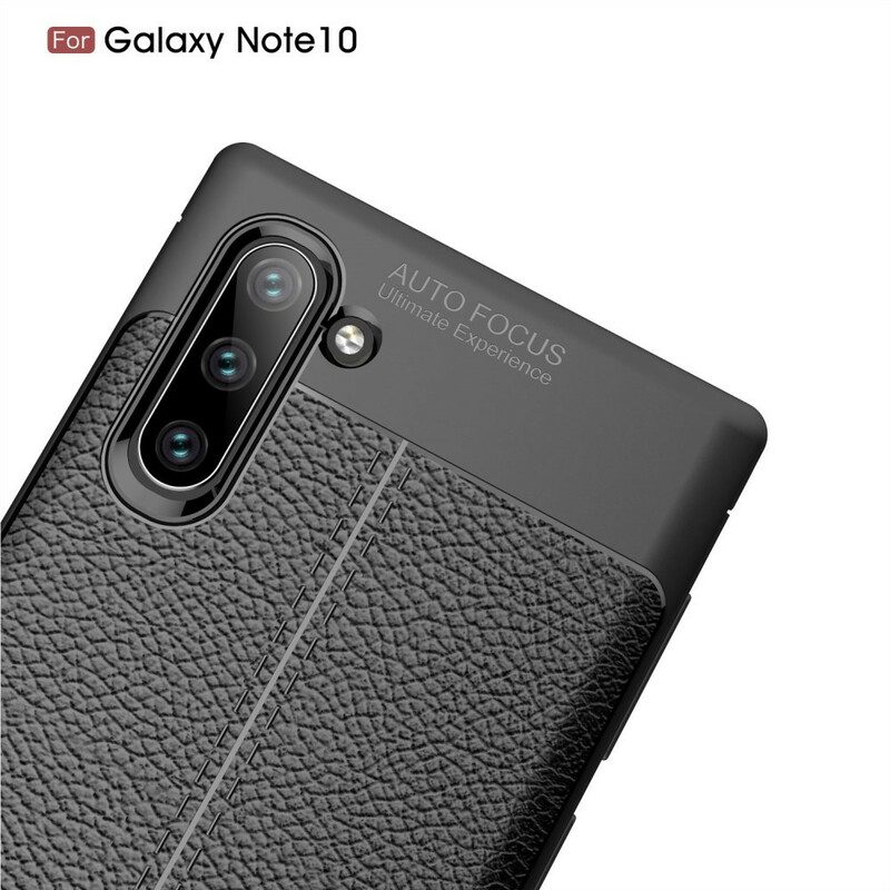 Hoesje voor Samsung Galaxy Note 10 Dubbellijnig Litchi-leereffect