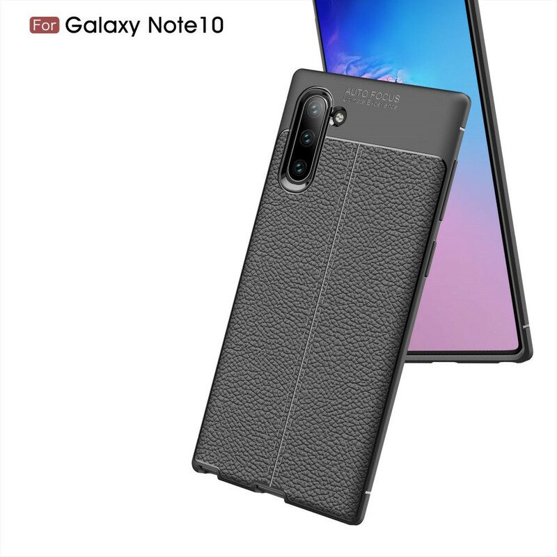 Hoesje voor Samsung Galaxy Note 10 Dubbellijnig Litchi-leereffect