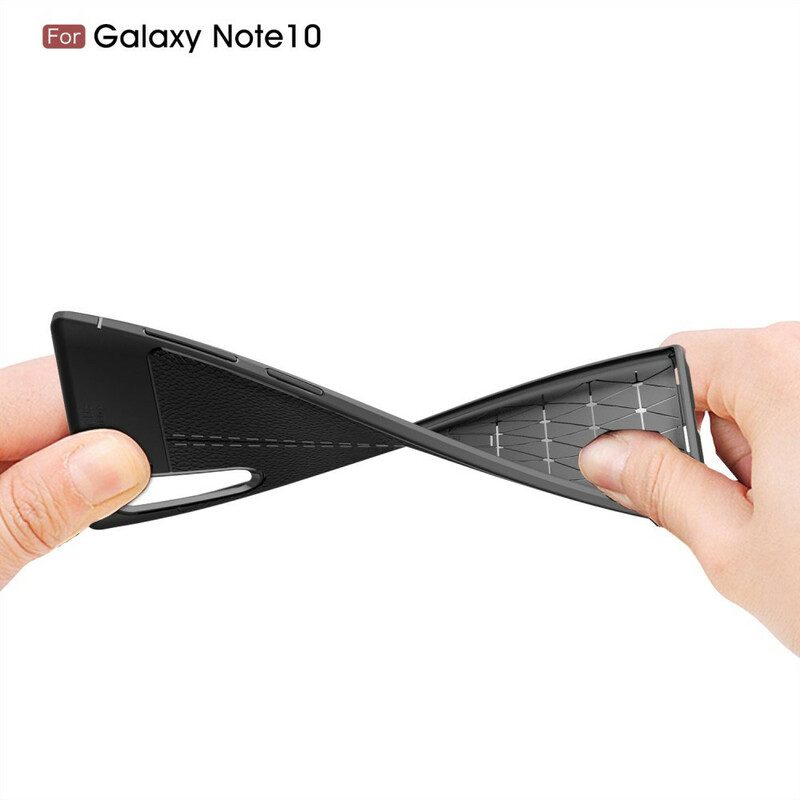 Hoesje voor Samsung Galaxy Note 10 Dubbellijnig Litchi-leereffect