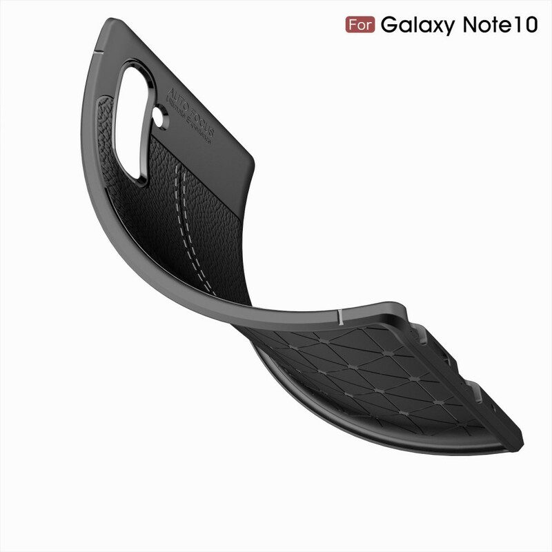 Hoesje voor Samsung Galaxy Note 10 Dubbellijnig Litchi-leereffect