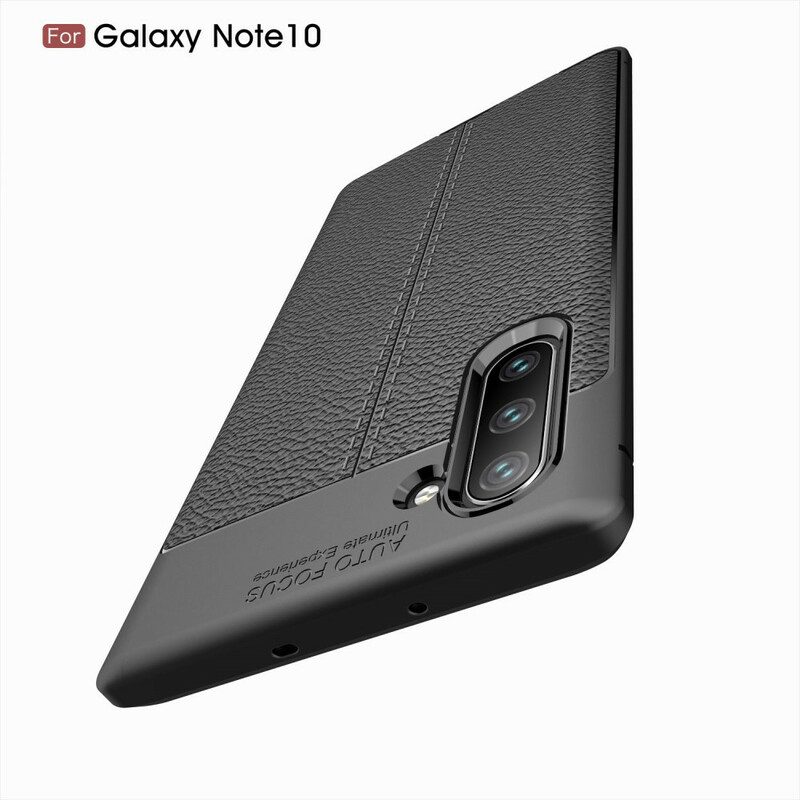 Hoesje voor Samsung Galaxy Note 10 Dubbellijnig Litchi-leereffect