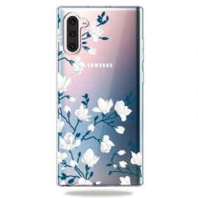 Hoesje voor Samsung Galaxy Note 10 Witte Bloemen