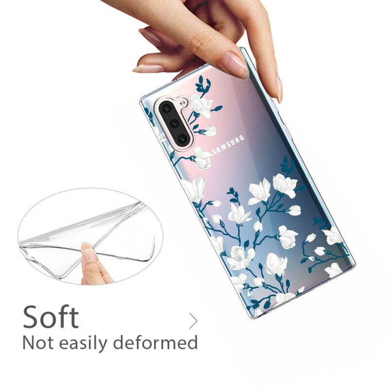 Hoesje voor Samsung Galaxy Note 10 Witte Bloemen