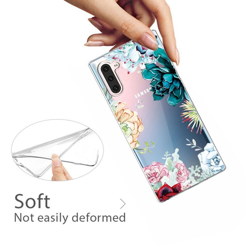 Telefoonhoesje voor Samsung Galaxy Note 10 Naadloze Aquarel Bloemen