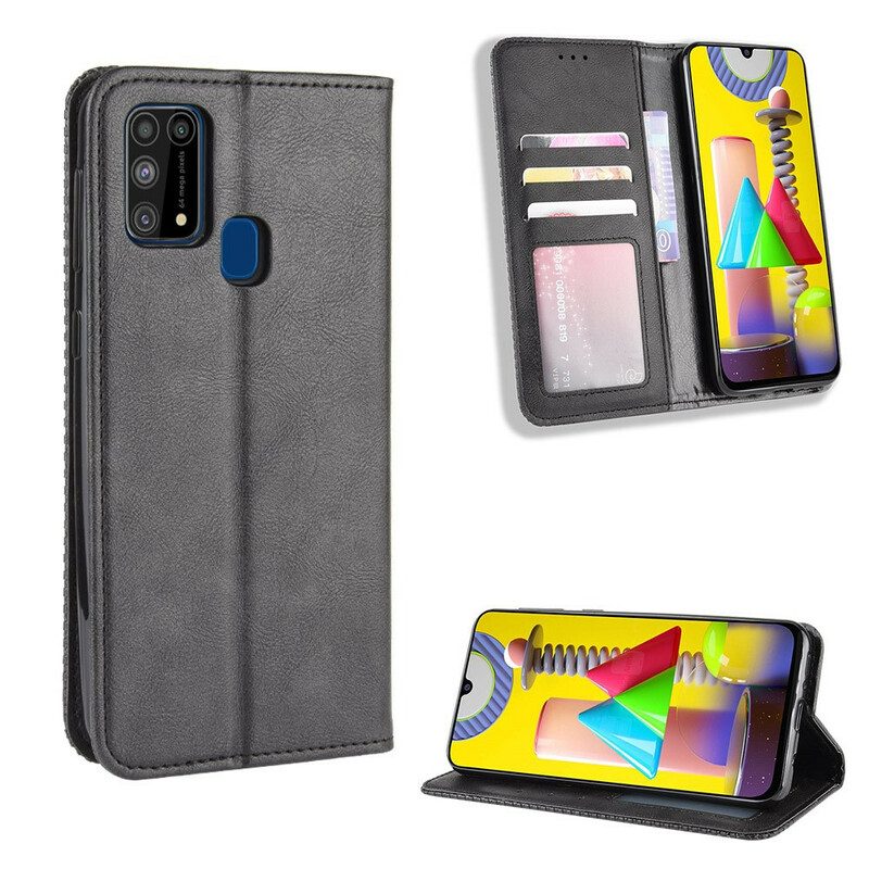 Bescherming Hoesje voor Samsung Galaxy M31 Folio-hoesje Gestileerd Vintage Leereffect