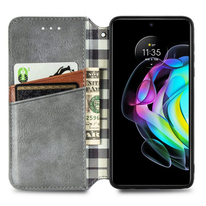 Bescherming Hoesje voor Motorola Edge 20 Folio-hoesje Leereffect Diamanttextuur