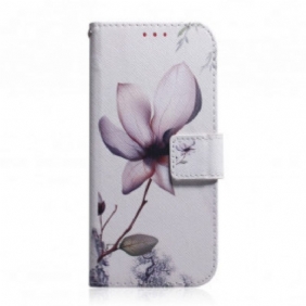 Folio-hoesje voor Motorola Edge 20 Bloem Stoffig Roze