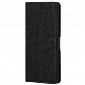 Folio-hoesje voor Motorola Edge 20 Litchi-nerf Leereffect