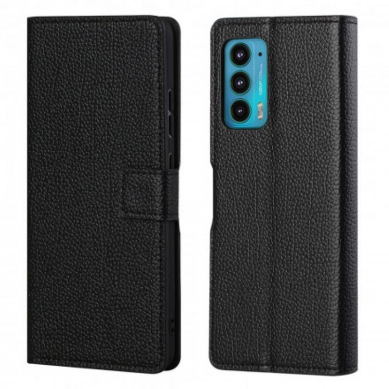 Folio-hoesje voor Motorola Edge 20 Litchi-nerf Leereffect