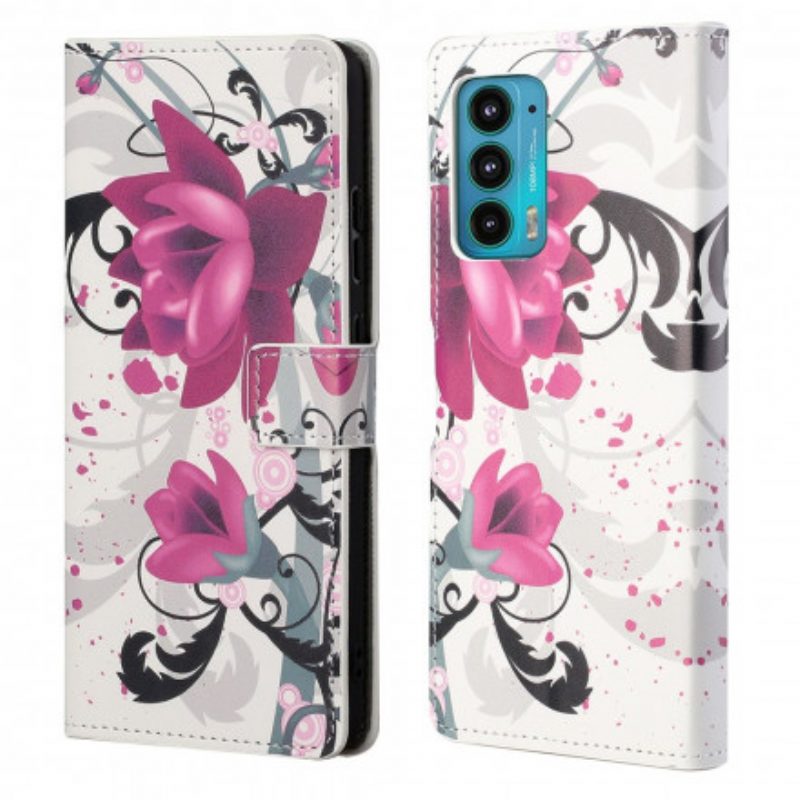 Folio-hoesje voor Motorola Edge 20 Tropische Bloemen