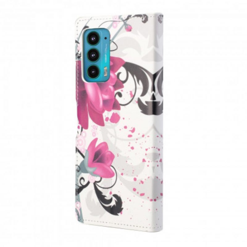 Folio-hoesje voor Motorola Edge 20 Tropische Bloemen