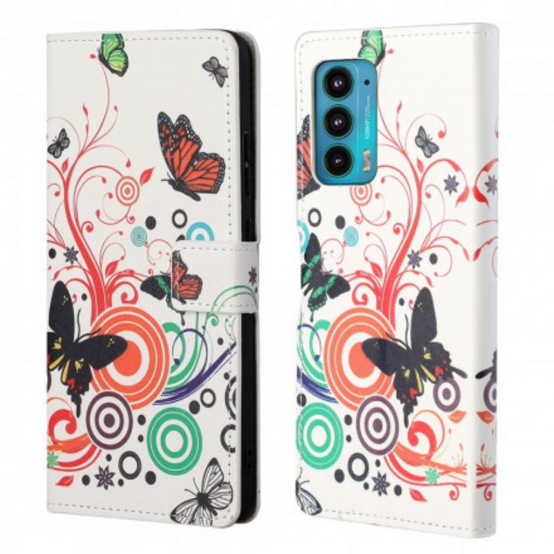 Folio-hoesje voor Motorola Edge 20 Vlinders En Bloemen