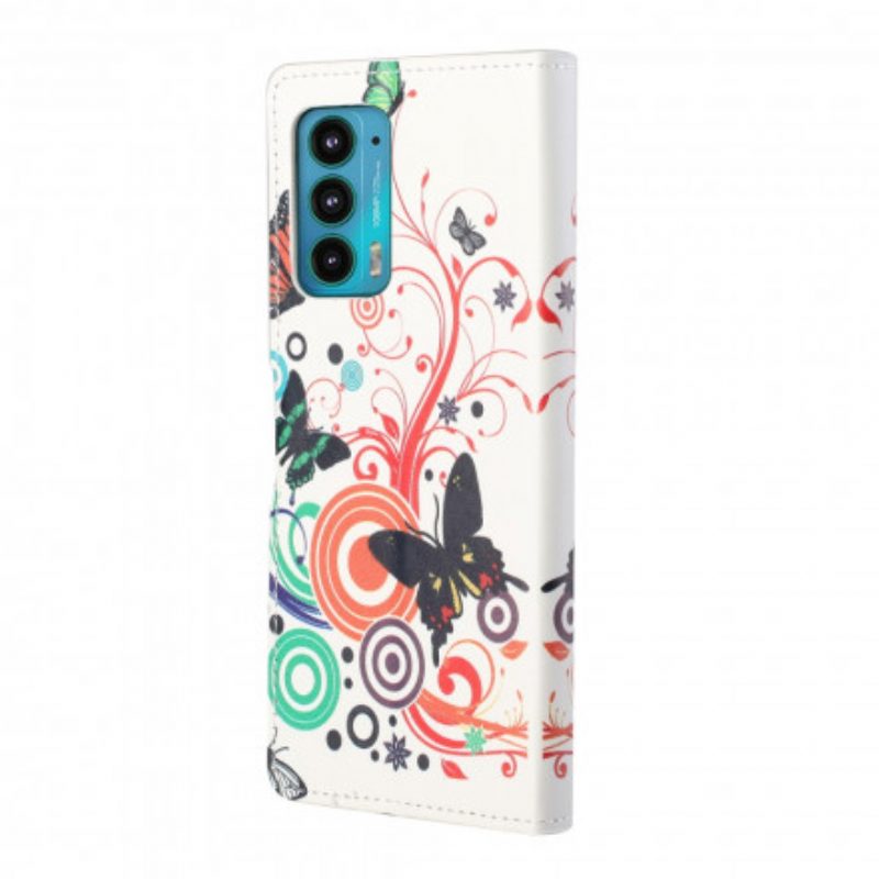 Folio-hoesje voor Motorola Edge 20 Vlinders En Bloemen